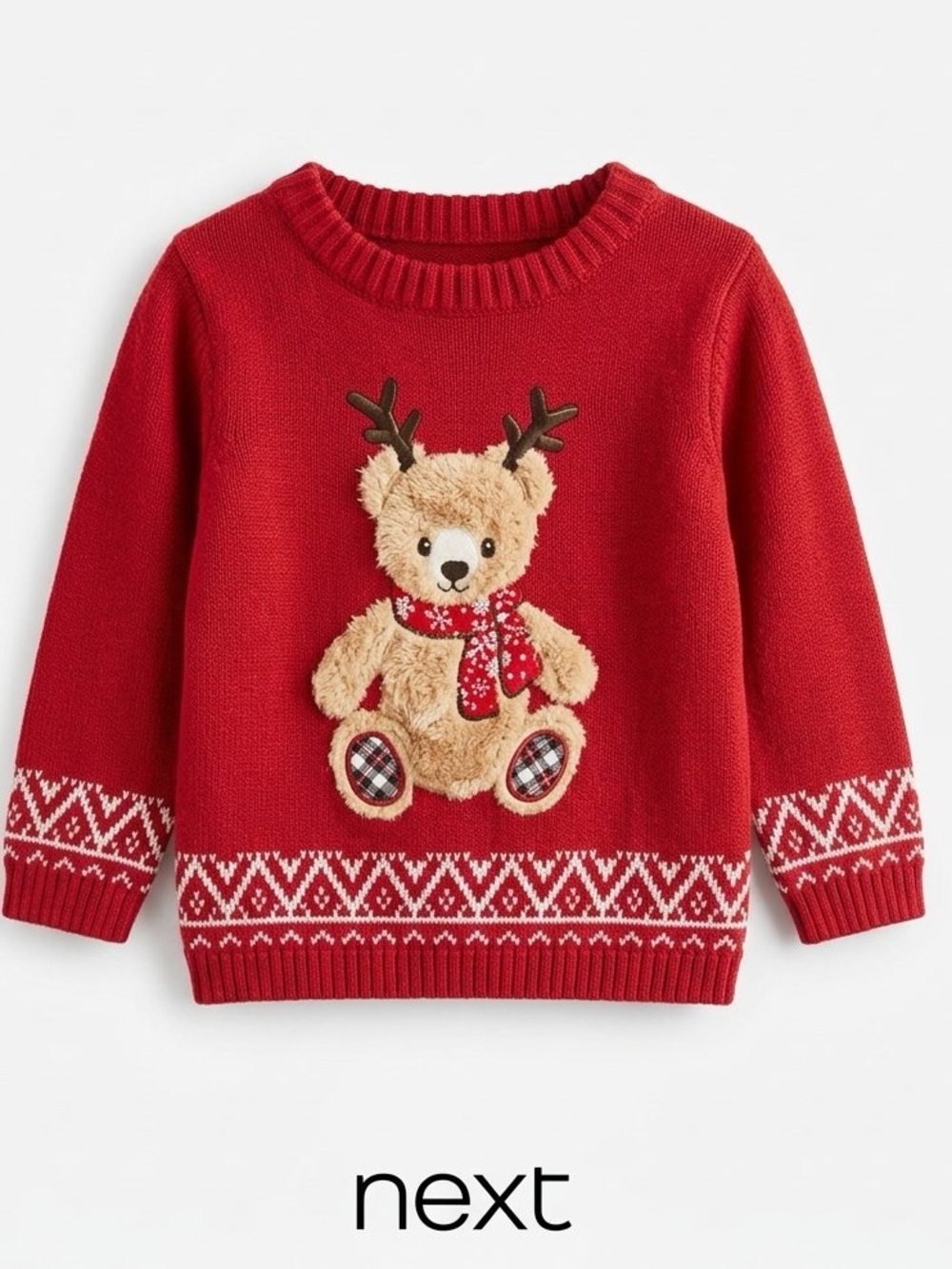 NEXT Red Bear Christmas Crew Neck Jumper 12-18months